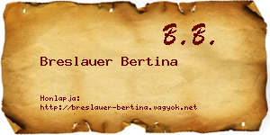 Breslauer Bertina névjegykártya